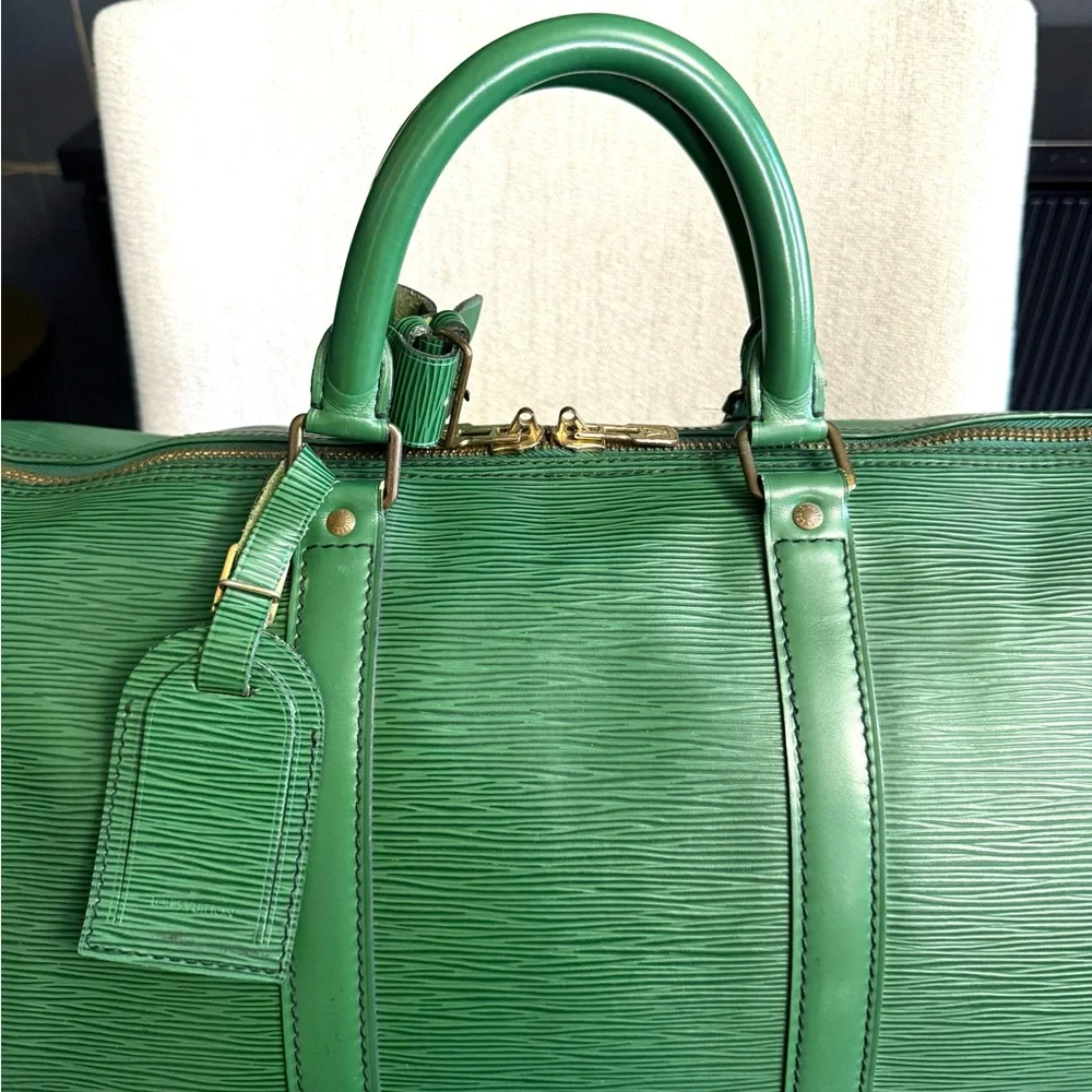 Authentic Louis Vuitton unisex Keepall 50 travel bag M42964 green Epi leather